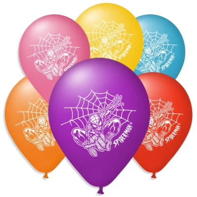 Воздушные шарики пастель шелкография Человек Паук 10" (25 см), В упаковке ассорти 100 штук