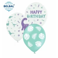 Воздушные шарики "Happy Birthday dino" 12" (30 см) ТМ Sharoff, В упаковке  25 штук