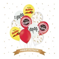 Набор шаров "Happy Birthday формула", красный, белый, 10 шт ТМ Sharoff 