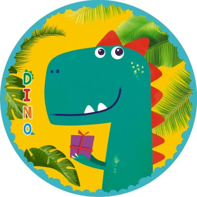 Тарелки бумажные детские одноразовые "Динозавр" 18 см 10 шт/уп Тарелки бумажные детские одноразовые "Динозавр" 18 см 10 шт/уп