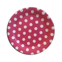 Тарелки бумажные одноразовые детские " Горох розовый ". 18 см.10 шт