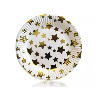 Тарелки бумажные одноразовые детские "Золотые звёздочки" 18 см,10 шт 