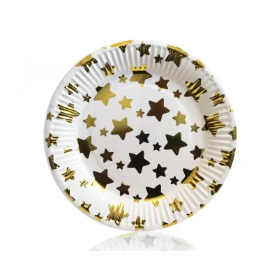 Тарелки бумажные одноразовые детские "Золотые звёздочки" 18 см,10 шт Тарелки бумажные одноразовые детские "Золотые звёздочки" 18 см,10 шт