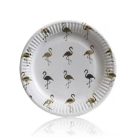 Тарелки бумажные одноразовые детские "Золотой фламинго" 18 см,10 шт 