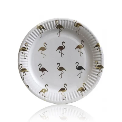 Тарелки бумажные одноразовые детские "Золотой фламинго" 18 см,10 шт Тарелки бумажные одноразовые детские "Золотой фламинго" 18 см,10 шт