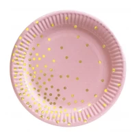 Тарелки бумажные одноразовые "Конфетти на розовом" 18 см,10 шт  