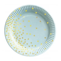 Тарелки бумажные одноразовые "Конфетти на голубом" 18 см,10 шт  