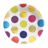 Тарелки бумажные одноразовые "Горох цветной" 18 см,10 шт 
