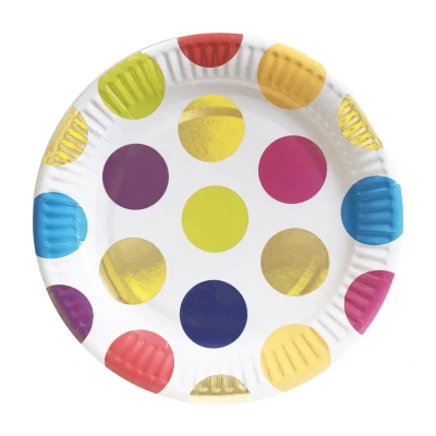 Тарелки бумажные одноразовые "Горох цветной" 18 см,10 шт Тарелки бумажные одноразовые "Горох цветной" 18 см,10 шт