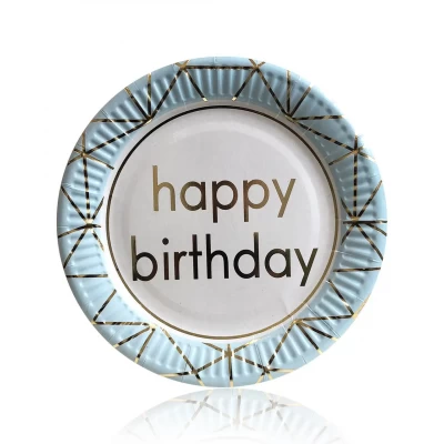 Тарелки бумажные одноразовые "Happy Birthday" голубые 18 см,10 шт Тарелки бумажные одноразовые "Happy Birthday" голубые 18 см,10 шт