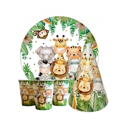 Набор для детского дня рождения "Животные" Тарелки -10 шт Стаканчики - 10 шт Колпачки - 10 шт Набор для детского дня рождения "Животные" Тарелки -10 шт Стаканчики - 10 шт Колпачки - 10 шт