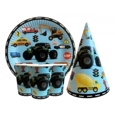 Набор для детского дня рождения "Машинки" Тарелки -10 шт Стаканчики - 10 шт Колпачки - 10 шт Набор для детского дня рождения "Машинки" Тарелки -10 шт Стаканчики - 10 шт Колпачки - 10 шт