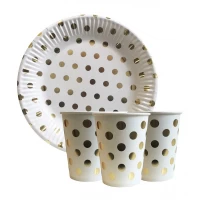 Набор одноразовой посуды " Золотой горох " Тарелки -10 шт Стаканчики - 10 шт  