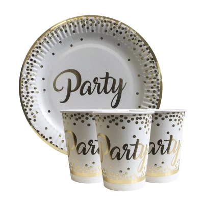 Набор одноразовой посуды " Party золото " Тарелки -10 шт Стаканчики - 10 шт Набор одноразовой посуды " Party золото " Тарелки -10 шт Стаканчики - 10 шт