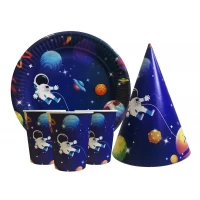 Набор для детского дня рождения " Космос " Тарелки -10 шт Стаканчики - 10 шт Колпачки - 10 шт 