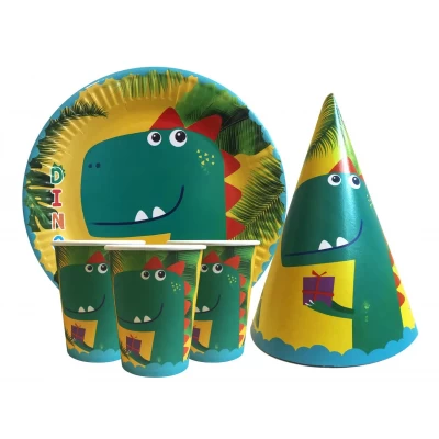 Набор для детского дня рождения " Динозавр " Тарелки -10 шт Стаканчики - 10 шт Колпачки - 10 шт Набор для детского дня рождения " Динозавр " Тарелки -10 шт Стаканчики - 10 шт Колпачки - 10 шт