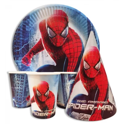 Набор для детского дня рождения " Человек паук " Тарелки -10 шт Стаканчики - 10 шт Колпачки - 10 шт Набор для детского дня рождения " Человек паук " Тарелки -10 шт Стаканчики - 10 шт Колпачки - 10 шт