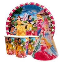 Набор для детского дня рождения " Принцессы " Тарелки -10 шт Стаканчики - 10 шт Колпачки - 10 шт 