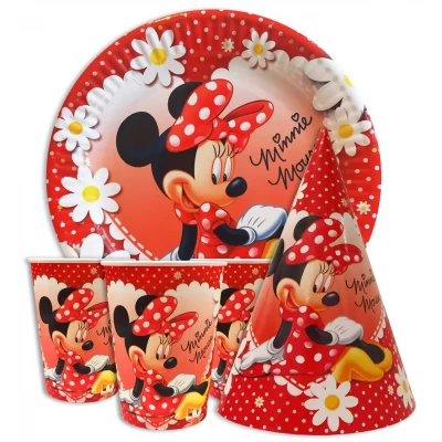 Набор для детского дня рождения " Минни Маус в ромашках " Тарелки -10 шт Стаканчики - 10 шт Колпачки - 10 шт Набор для детского дня рождения " Минни Маус в ромашках " Тарелки -10 шт Стаканчики - 10 шт Колпачки - 10 шт