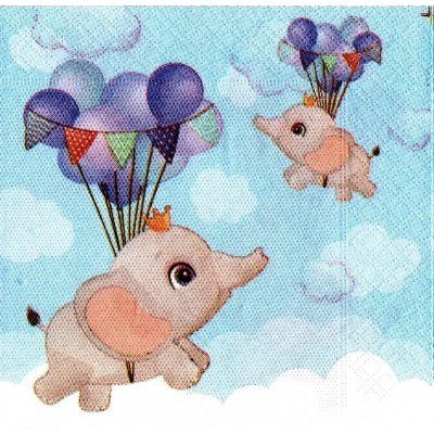 Салфетки сервировочные детские "Слоник с шарами" 20 шт Салфетки сервировочные детские "Слоник с шарами" 20 шт