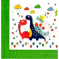 Салфетки бумажные праздничные Дино (20 штук) 