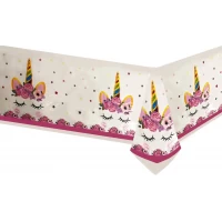 Скатерть детская полиэтиленовая " Единорог цветочный ", 180x110 см