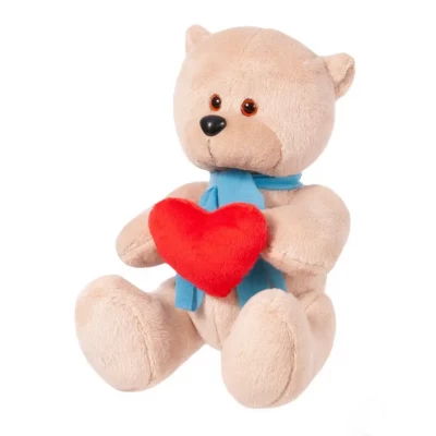 Мягкая игрушка Медвежонок с сердцем бежевый, 20 см