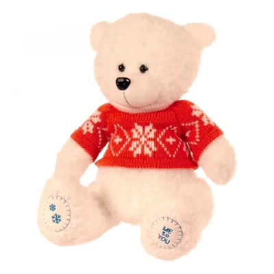 Мягкая игрушка Медвежонок в свитере молочный, 35 см