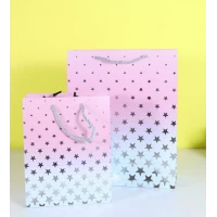 Пакет гигант вертикальный "Звёзды омбре розовый" 30х42 см  