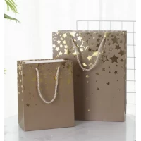 Пакет гигант вертикальный "Звёзды на коричневом" 30х42 см 