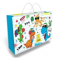 Пакет для подарка большой горизонтальный "Динозавры" 36х24 см