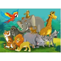 Пакет для подарка большой горизонтальный "Зоопарк" 36х22 см  