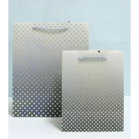 Пакет для подарка большой вертикальный "Звёздочки с голограммой на чёрном" 26х32 см 