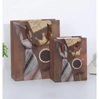 Пакет большой вертикальный "Галстук и кофе" 26х32 см  