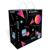 Подарочный пакет квадрат большой "Геометрические фигуры" 32 х 32 см 