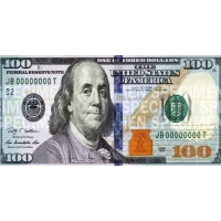 Конверты для денег "100 долларов", 10 шт/уп  