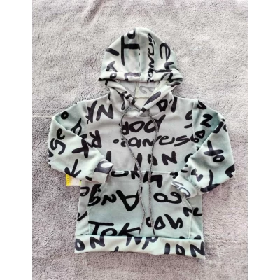 Толстовка Буквы мята/розовая (велюр) 2124 Размеры 28-34