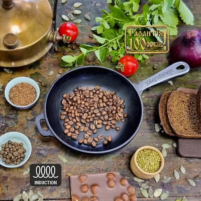 Сковорода чугунная Maysternya Ø28см, глубина 4см с чугунной ручкой