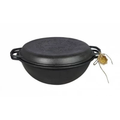 Казан чугунный Узбекский WOK Maysternya с крышкой-сковородой 12л	Ø40см