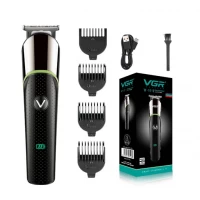 Машинка для стрижки волос и бороды VGR V-191 аккумуляторная беспроводная с 4 насадками