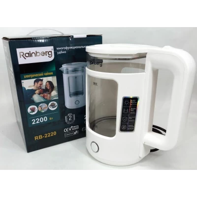 Дисковый прозрачный электрочайник Rainberg RB-2220 с подсветкой 2200W
