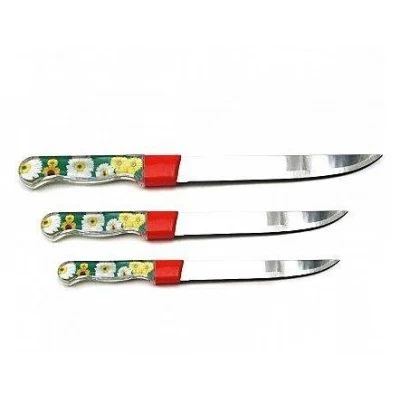 Нож кухонный 33 см, с цветной прозрачной пластиковой ручкой