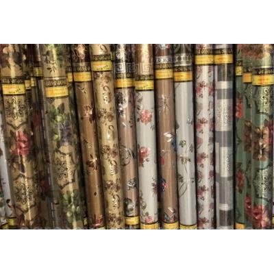 Клеенка в рулонах на стол Двусторонка Цветная золото/серебро 1.40м/20м