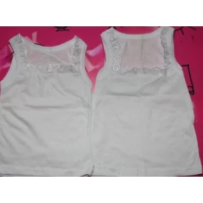 Майка для девочек белая кружево (кулир).Артикул: 0361,размеры 26-36
