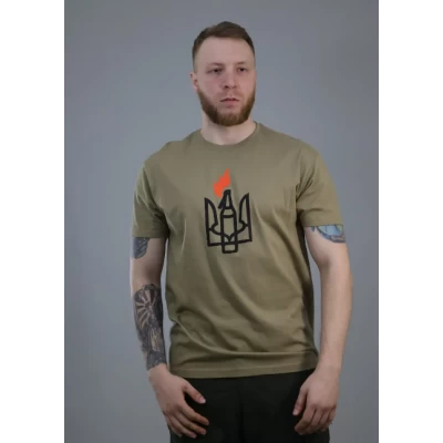 Футболка принт по центру "Патриот" Олива, размеры L, XL Футболка принт по центру "Патриот" Олива, размеры L, XL