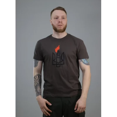 Футболка принт по центру "Патриот" Серая, размеры L-M-XL-2XL Футболка принт по центру "Патриот" Серая, размеры L-M-XL-2XL