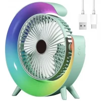 Вентилятор настольный аккумуляторный с RGB подсветкой, USB