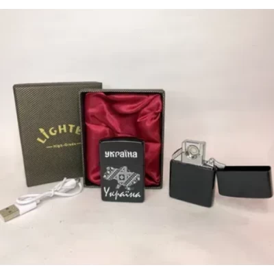 Электрическая USB-зажигалка ⚡ Україна и орнамент в виде карты Украины ⚡ HL-476-1