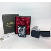 Электрическая USB-зажигалка ⚡ Герб Украины на щите с мечами ⚡ HL-476-1