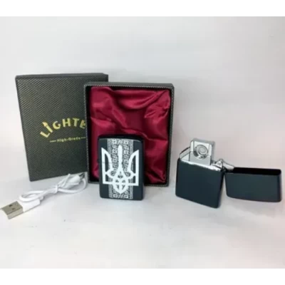 Электрическая зажигалка USB с гербом Украины (Тризуб) ⚡ HL-476-1